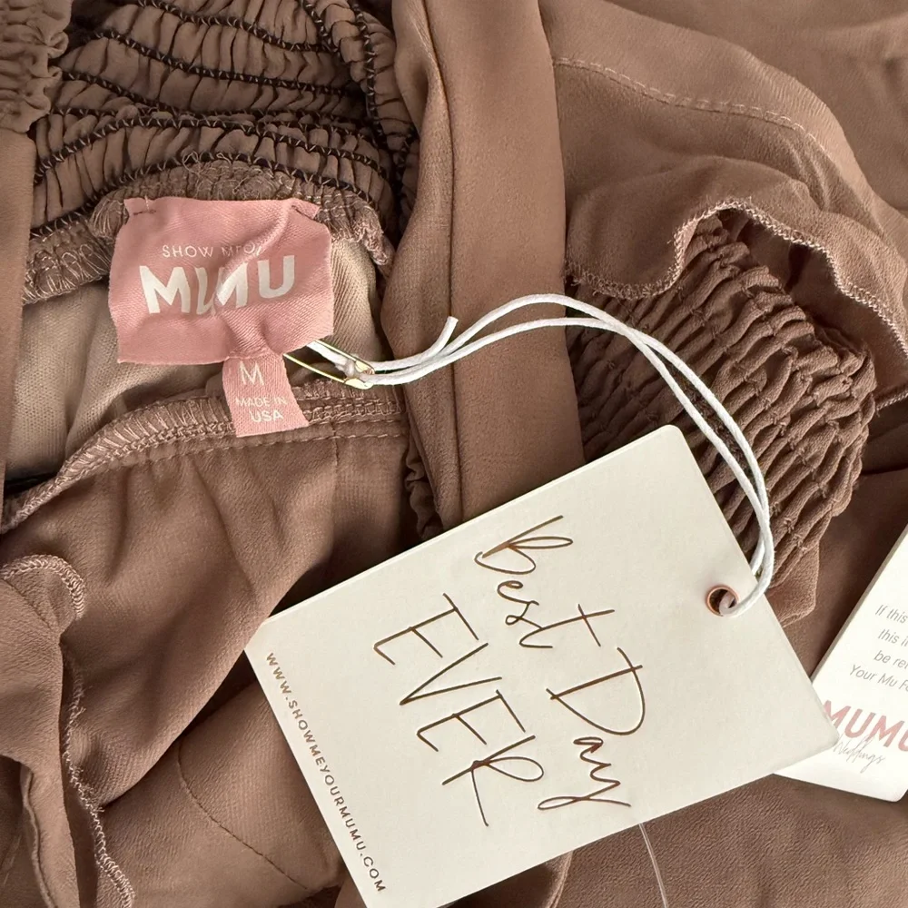 NWT Show Me Your Mumu Emily Empire Maxi Dress Soft Beige Chiffon Size M - Picture 9 of 11